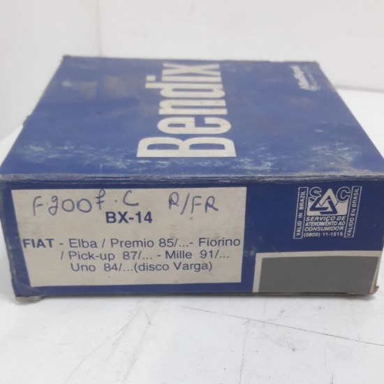 Pastilha Freio Bendix Bx14 Disco Varga Elba Pr&ecirc;mio Fiorino Pick-Up Mille Uno