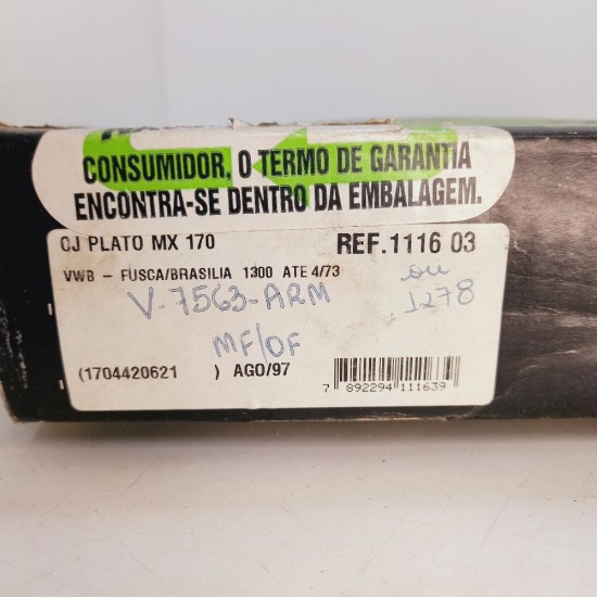 Plat&ocirc; Embreagem Chap&eacute;u Chin&ecirc;s Fusca Bras&iacute;lia At&eacute; 73